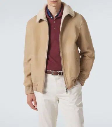 Brunello Cucinelli Shearling-lined suede bomber jacket | Thumbnail 2 Brunello Cucinelli Shearling-lined suede bomber jacket | Thumbnail 2