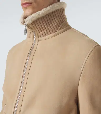 Brunello Cucinelli Shearling-lined suede bomber jacket | Thumbnail 3 Brunello Cucinelli Shearling-lined suede bomber jacket | Thumbnail 3