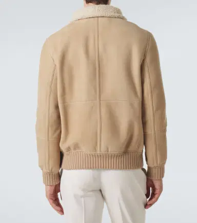 Brunello Cucinelli Shearling-lined suede bomber jacket | Thumbnail 4 Brunello Cucinelli Shearling-lined suede bomber jacket | Thumbnail 4