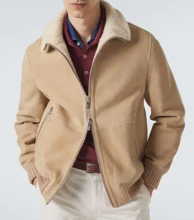 Brunello Cucinelli Shearling-lined suede bomber jacket | Thumbnail 5 Brunello Cucinelli Shearling-lined suede bomber jacket | Thumbnail 5