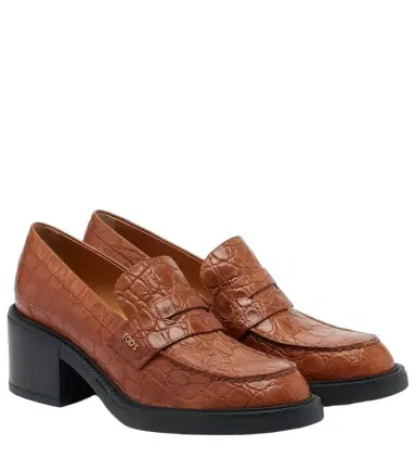 Tod's Croc-effect leather loafer pumps | Thumbnail 1 Tod's Croc-effect leather loafer pumps | Thumbnail 1