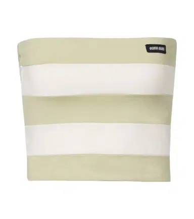 Miu Miu Striped cotton jersey bandeau top | Thumbnail 1 Miu Miu Striped cotton jersey bandeau top | Thumbnail 1