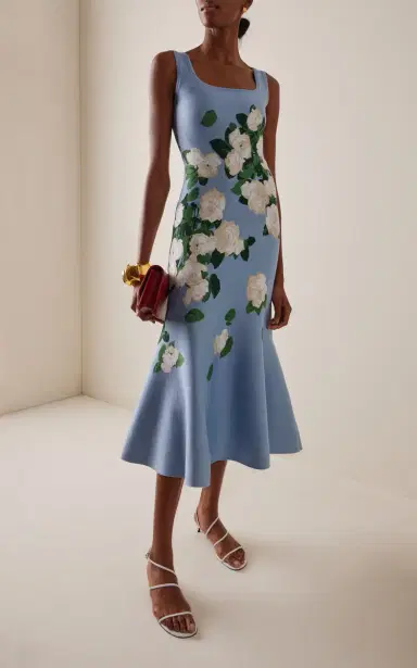 Carolina Herrera Floral Ruffled Silk-Blend Midi Dress | Thumbnail 2 Carolina Herrera Floral Ruffled Silk-Blend Midi Dress | Thumbnail 2