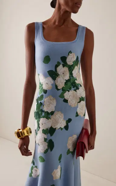 Carolina Herrera Floral Ruffled Silk-Blend Midi Dress | Thumbnail 3 Carolina Herrera Floral Ruffled Silk-Blend Midi Dress | Thumbnail 3
