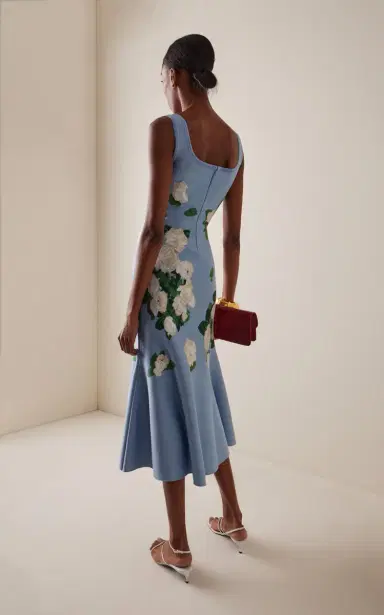 Carolina Herrera Floral Ruffled Silk-Blend Midi Dress | Thumbnail 4 Carolina Herrera Floral Ruffled Silk-Blend Midi Dress | Thumbnail 4
