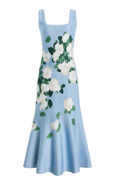Carolina Herrera Floral Ruffled Silk-Blend Midi Dress | Thumbnail 1 Carolina Herrera Floral Ruffled Silk-Blend Midi Dress | Thumbnail 1