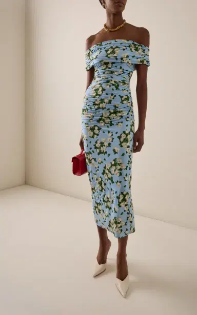 Carolina Herrera Floral Jersey Gathered Midi Dress | Thumbnail 2 Carolina Herrera Floral Jersey Gathered Midi Dress | Thumbnail 2