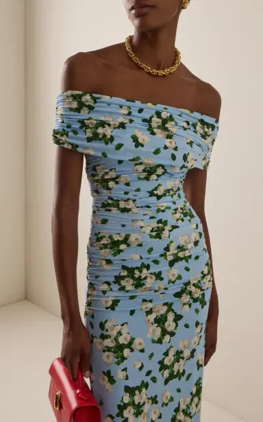 Carolina Herrera Floral Jersey Gathered Midi Dress | Thumbnail 3 Carolina Herrera Floral Jersey Gathered Midi Dress | Thumbnail 3