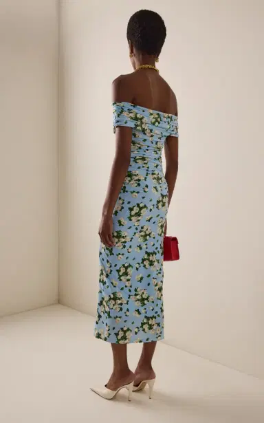 Carolina Herrera Floral Jersey Gathered Midi Dress | Thumbnail 4 Carolina Herrera Floral Jersey Gathered Midi Dress | Thumbnail 4
