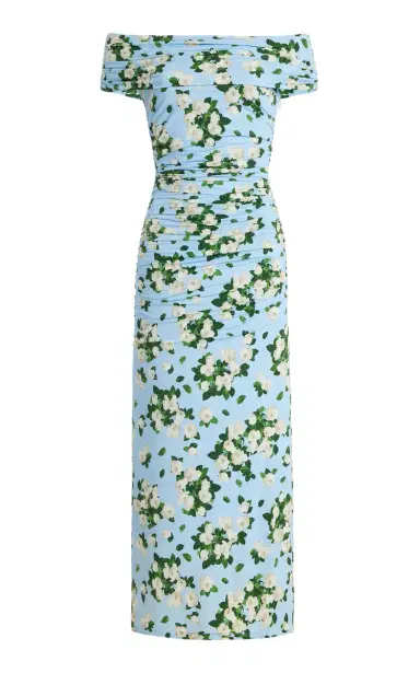 Carolina Herrera Floral Jersey Gathered Midi Dress | Thumbnail 1 Carolina Herrera Floral Jersey Gathered Midi Dress | Thumbnail 1