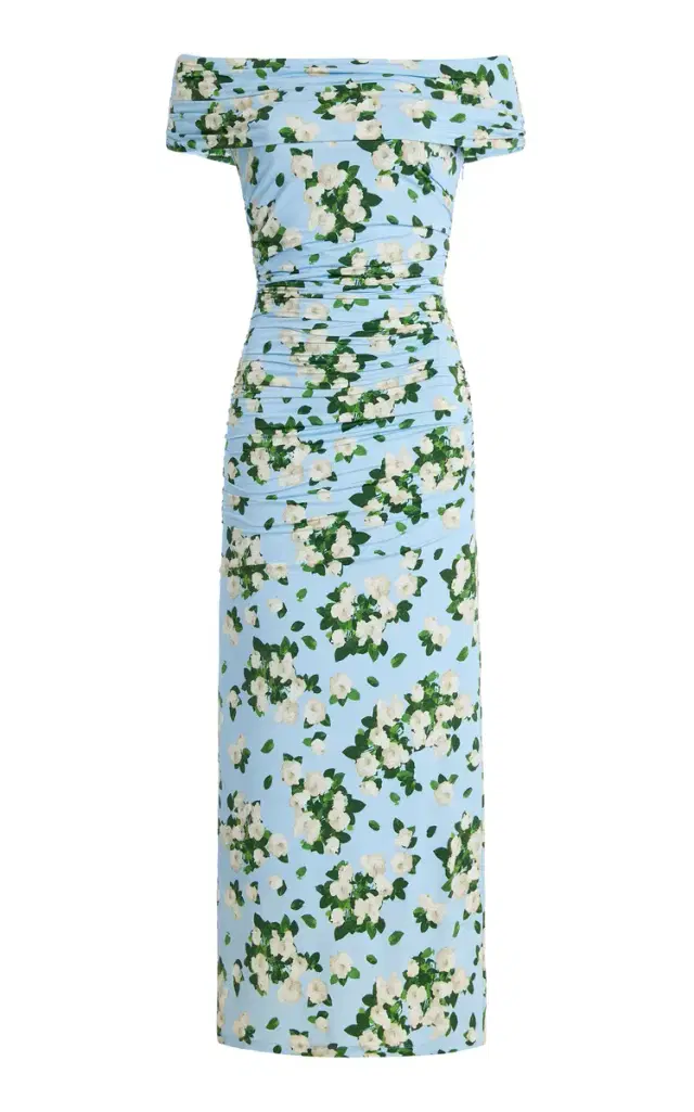 Floral Jersey Gathered Midi Dress Floral Jersey Gathered Midi Dress