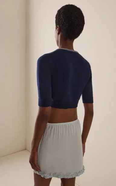 Miu Miu Cropped Cotton Cardigan | Thumbnail 4 Miu Miu Cropped Cotton Cardigan | Thumbnail 4