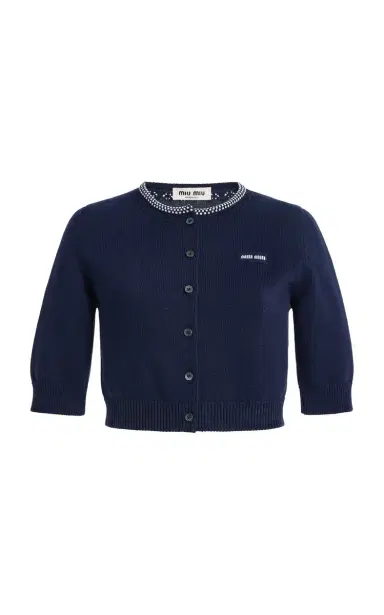 Miu Miu Cropped Cotton Cardigan | Thumbnail 6 Miu Miu Cropped Cotton Cardigan | Thumbnail 6