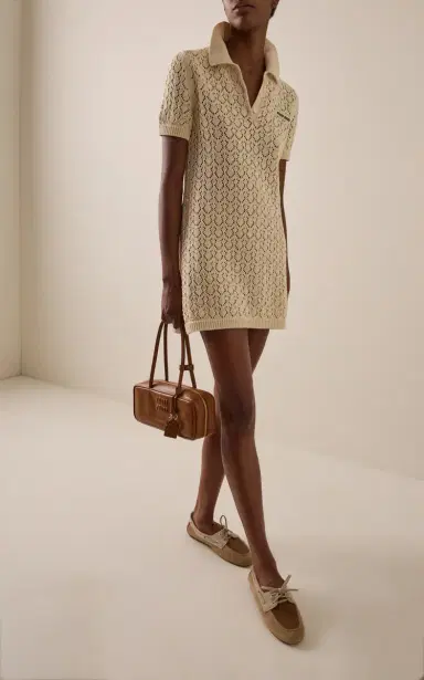 Miu Miu Collared Cotton Mini Dress | Thumbnail 2 Miu Miu Collared Cotton Mini Dress | Thumbnail 2