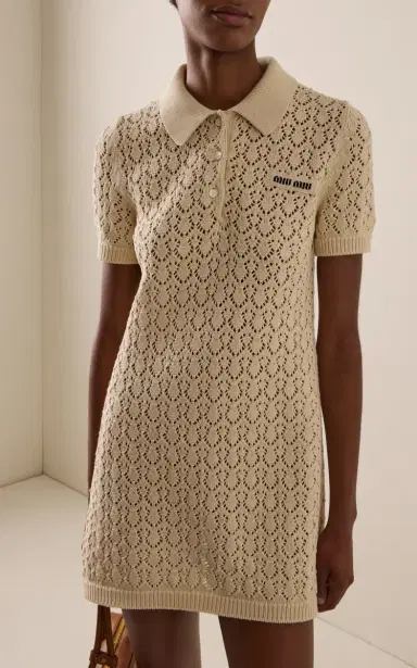 Miu Miu Collared Cotton Mini Dress | Thumbnail 3 Miu Miu Collared Cotton Mini Dress | Thumbnail 3