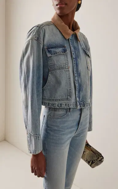 SLVRLAKE Conner Cropped Denim Worker Jacket | Thumbnail 3 SLVRLAKE Conner Cropped Denim Worker Jacket | Thumbnail 3