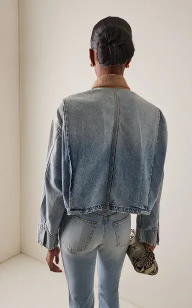 SLVRLAKE Conner Cropped Denim Worker Jacket | Thumbnail 4 SLVRLAKE Conner Cropped Denim Worker Jacket | Thumbnail 4