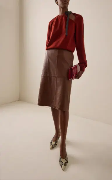Ferragamo Leather-Detailed Wool-Cashmere Sweater | Thumbnail 2 Ferragamo Leather-Detailed Wool-Cashmere Sweater | Thumbnail 2