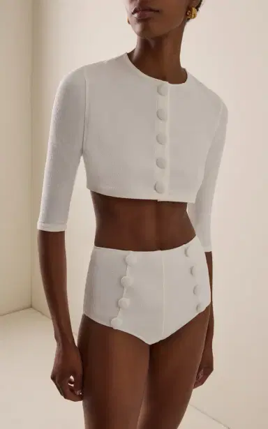 Lisa Marie Fernandez Cropped Jacquard Cardigan | Thumbnail 2 Lisa Marie Fernandez Cropped Jacquard Cardigan | Thumbnail 2