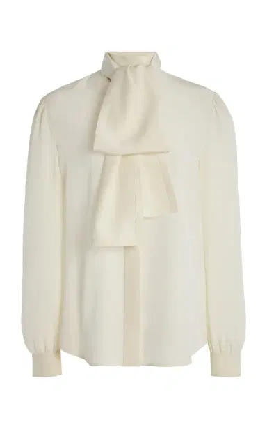 Saint Laurent Lavaliere Bow Silk Top | Thumbnail 2 Saint Laurent Lavaliere Bow Silk Top | Thumbnail 2
