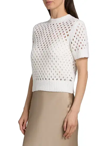 Vince Women's Honeycomb Knit Boxy Tee | Thumbnail 4 Vince Women's Honeycomb Knit Boxy Tee | Thumbnail 4
