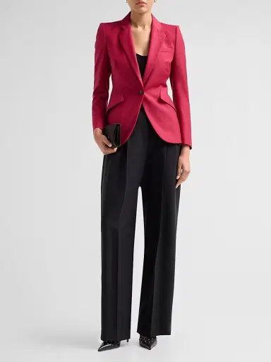 Alexander McQueen Women's Peak-Shoulder Wool-Mohair Jacket - Bordeaux - Size 8 | Thumbnail 2 Alexander McQueen Women's Peak-Shoulder Wool-Mohair Jacket - Bordeaux - Size 8 | Thumbnail 2