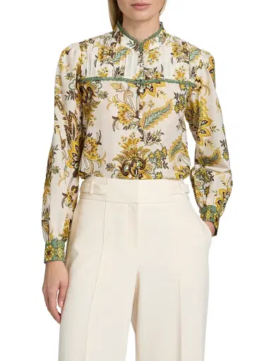 Elie Tahari Women's The Athena Floral Cotton-Silk Blouse - Sunray Floral Print | Thumbnail 3 Elie Tahari Women's The Athena Floral Cotton-Silk Blouse - Sunray Floral Print | Thumbnail 3