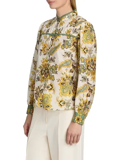 Elie Tahari Women's The Athena Floral Cotton-Silk Blouse - Sunray Floral Print | Thumbnail 4 Elie Tahari Women's The Athena Floral Cotton-Silk Blouse - Sunray Floral Print | Thumbnail 4