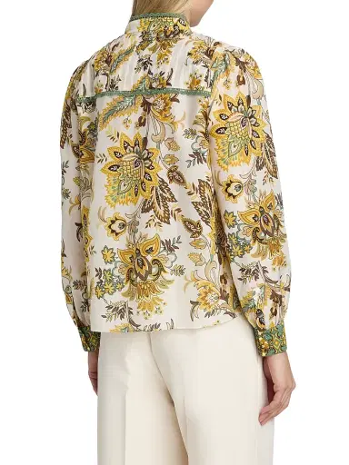 Elie Tahari Women's The Athena Floral Cotton-Silk Blouse - Sunray Floral Print | Thumbnail 5 Elie Tahari Women's The Athena Floral Cotton-Silk Blouse - Sunray Floral Print | Thumbnail 5