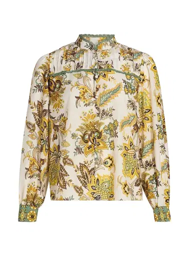 Elie Tahari Women's The Athena Floral Cotton-Silk Blouse - Sunray Floral Print | Thumbnail 1 Elie Tahari Women's The Athena Floral Cotton-Silk Blouse - Sunray Floral Print | Thumbnail 1