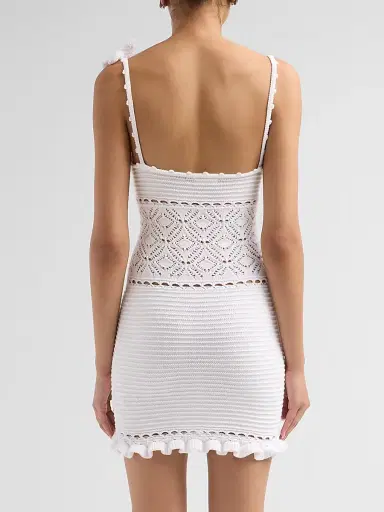 Retrofête Women's Orleane Crochet Mini Dress - White | Thumbnail 3 Retrofête Women's Orleane Crochet Mini Dress - White | Thumbnail 3