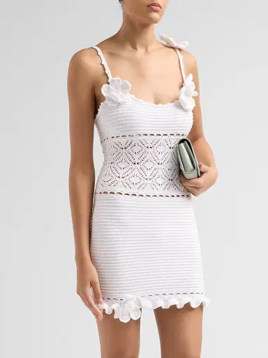 Retrofête Women's Orleane Crochet Mini Dress - White | Thumbnail 4 Retrofête Women's Orleane Crochet Mini Dress - White | Thumbnail 4