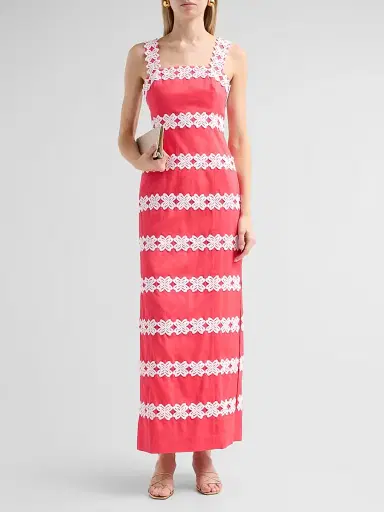 Lilly Pulitzer Women's Davis Lilly Lace Cotton Dobby Maxi Dress - Paradise Punch - Size 16 | Thumbnail 2 Lilly Pulitzer Women's Davis Lilly Lace Cotton Dobby Maxi Dress - Paradise Punch - Size 16 | Thumbnail 2