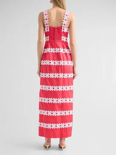 Lilly Pulitzer Women's Davis Lilly Lace Cotton Dobby Maxi Dress - Paradise Punch - Size 16 | Thumbnail 3 Lilly Pulitzer Women's Davis Lilly Lace Cotton Dobby Maxi Dress - Paradise Punch - Size 16 | Thumbnail 3