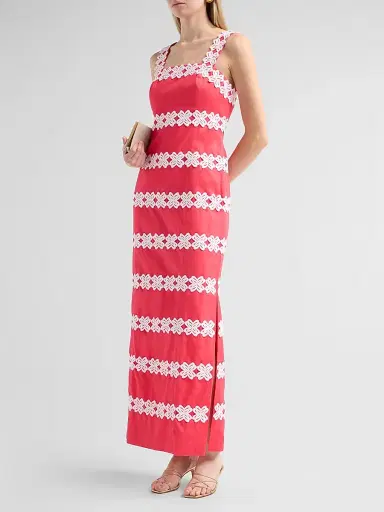 Lilly Pulitzer Women's Davis Lilly Lace Cotton Dobby Maxi Dress - Paradise Punch - Size 16 | Thumbnail 4 Lilly Pulitzer Women's Davis Lilly Lace Cotton Dobby Maxi Dress - Paradise Punch - Size 16 | Thumbnail 4
