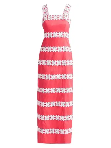 Lilly Pulitzer Women's Davis Lilly Lace Cotton Dobby Maxi Dress - Paradise Punch - Size 16 | Thumbnail 1 Lilly Pulitzer Women's Davis Lilly Lace Cotton Dobby Maxi Dress - Paradise Punch - Size 16 | Thumbnail 1