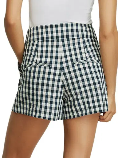 Veronica Beard Women's Haina Gingham Stretch-Cotton High-Rise Shorts - Navy Dove | Thumbnail 5 Veronica Beard Women's Haina Gingham Stretch-Cotton High-Rise Shorts - Navy Dove | Thumbnail 5