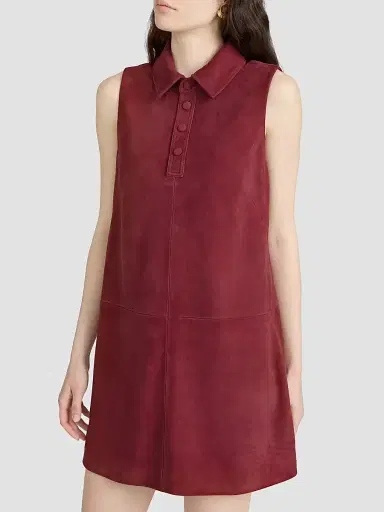 Frame Women's City Shift Suede Mini Shirtdress - Garnet - Size 14 | Thumbnail 6 Frame Women's City Shift Suede Mini Shirtdress - Garnet - Size 14 | Thumbnail 6