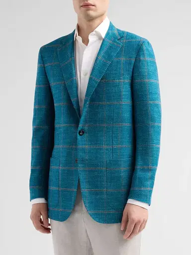 Kiton Men's Windowpane Checked Cashmere-Blend Sport Coat - Green - Size 44 | Thumbnail 4 Kiton Men's Windowpane Checked Cashmere-Blend Sport Coat - Green - Size 44 | Thumbnail 4
