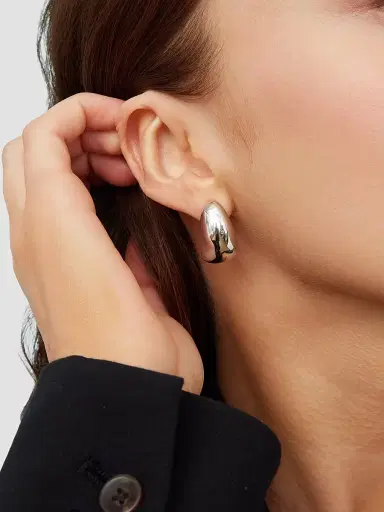 Oradina Women's Contour Drop Earrings in Sterling Silver - Silver | Thumbnail 3 Oradina Women's Contour Drop Earrings in Sterling Silver - Silver | Thumbnail 3