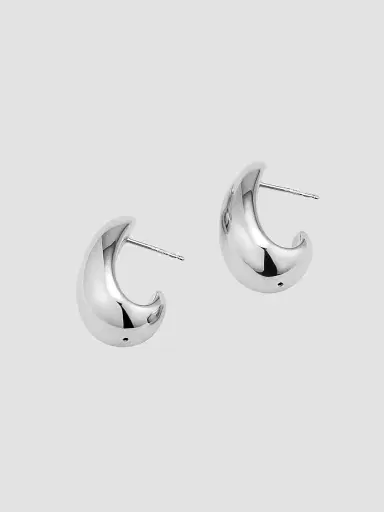 Oradina Women's Contour Drop Earrings in Sterling Silver - Silver | Thumbnail 5 Oradina Women's Contour Drop Earrings in Sterling Silver - Silver | Thumbnail 5
