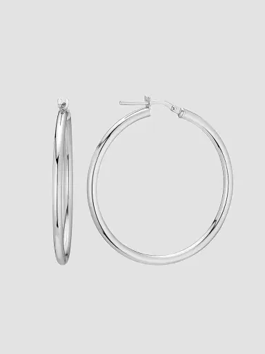 Oradina Women's Everyday Hoops in Sterling Silver - Silver | Thumbnail 5 Oradina Women's Everyday Hoops in Sterling Silver - Silver | Thumbnail 5