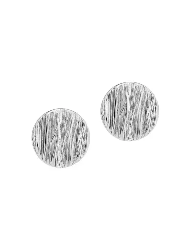 Oradina Women's Linen Button Earrings in Sterling Silver - Silver | Thumbnail 1 Oradina Women's Linen Button Earrings in Sterling Silver - Silver | Thumbnail 1