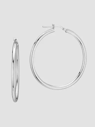 Oradina Women's Mid Everyday Hoops in Sterling Silver - Silver | Thumbnail 5 Oradina Women's Mid Everyday Hoops in Sterling Silver - Silver | Thumbnail 5
