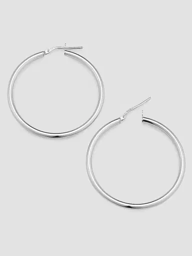 Oradina Women's Mid Everyday Hoops in Sterling Silver - Silver | Thumbnail 6 Oradina Women's Mid Everyday Hoops in Sterling Silver - Silver | Thumbnail 6
