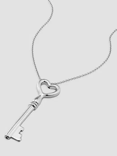 Oradina Women's Key To My Heart Pendant Necklace in Sterling Silver - Silver | Thumbnail 5 Oradina Women's Key To My Heart Pendant Necklace in Sterling Silver - Silver | Thumbnail 5