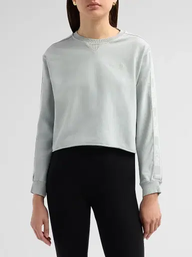 Moschino Women's Logo Stretch-Cotton Fleece Sweatshirt - Grey | Thumbnail 4 Moschino Women's Logo Stretch-Cotton Fleece Sweatshirt - Grey | Thumbnail 4