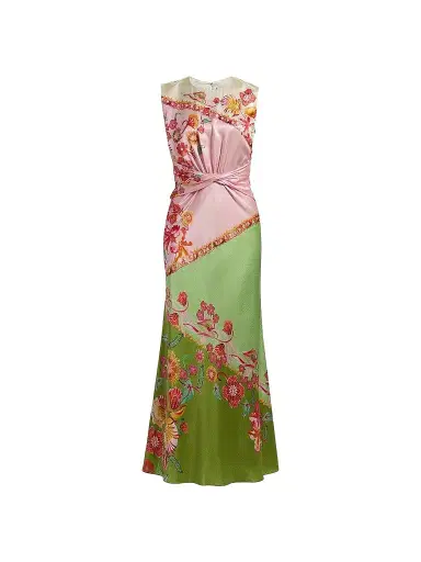 Saloni Women's Gwen Printed Satin Maxi Dress - Lilia Trellis Placement - Size 12 | Thumbnail 1 Saloni Women's Gwen Printed Satin Maxi Dress - Lilia Trellis Placement - Size 12 | Thumbnail 1