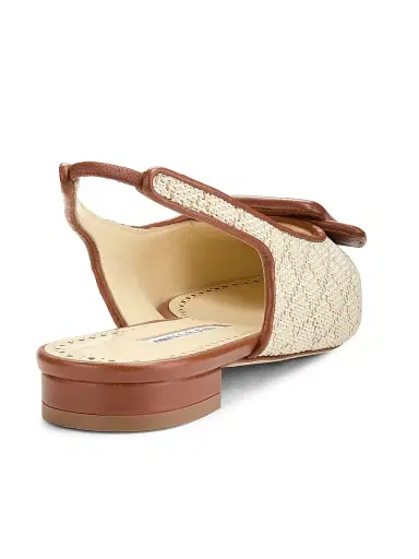 Manolo Blahnik Women's Maylurabi Diamond-Pattern Slingback Pumps - White Medium Brown | Thumbnail 3 Manolo Blahnik Women's Maylurabi Diamond-Pattern Slingback Pumps - White Medium Brown | Thumbnail 3