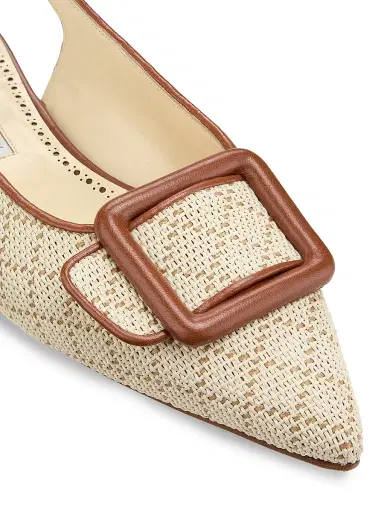 Manolo Blahnik Women's Maylurabi Diamond-Pattern Slingback Pumps - White Medium Brown | Thumbnail 5 Manolo Blahnik Women's Maylurabi Diamond-Pattern Slingback Pumps - White Medium Brown | Thumbnail 5